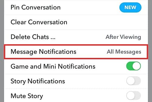 Go to message notifications