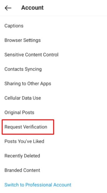 Scroll down to get Request Verification Option
