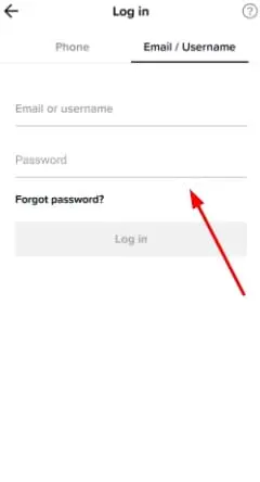 username and password