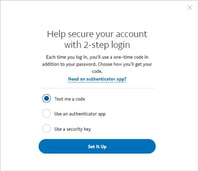 Two Factors Authentication Available 