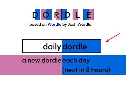 Tap on the Daily Dordle button 
