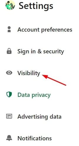 Now, tap on the visibility tab
