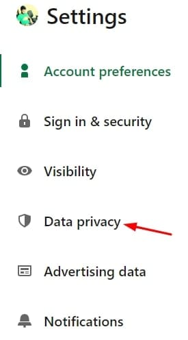 Search for privacy settings