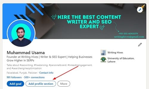 Add Profile Section